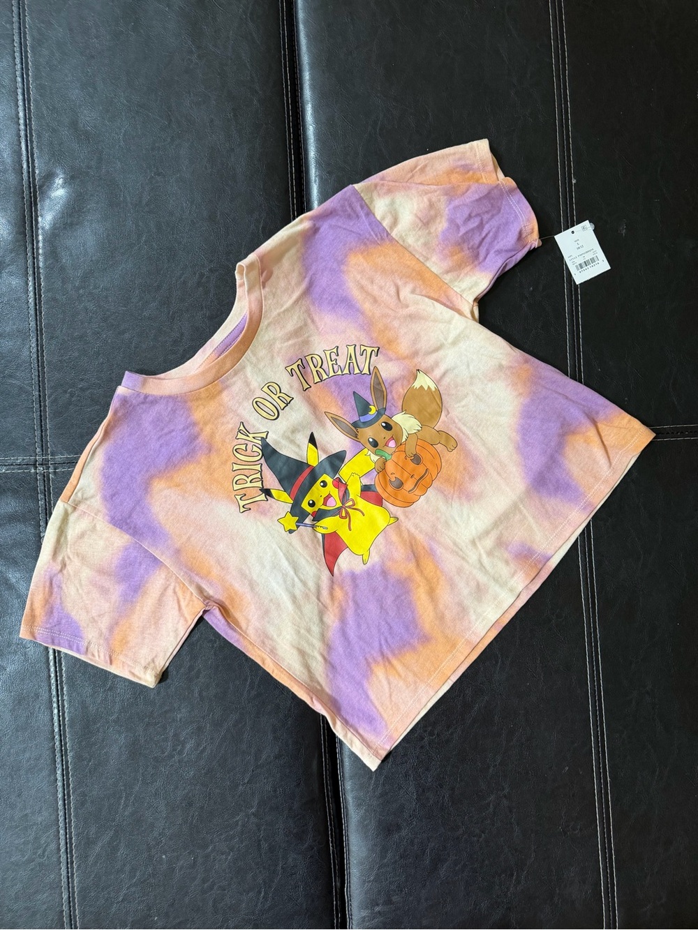 Pokemon - Girl’s Orange & Purple Tie-Dye Trick or Treat Tee